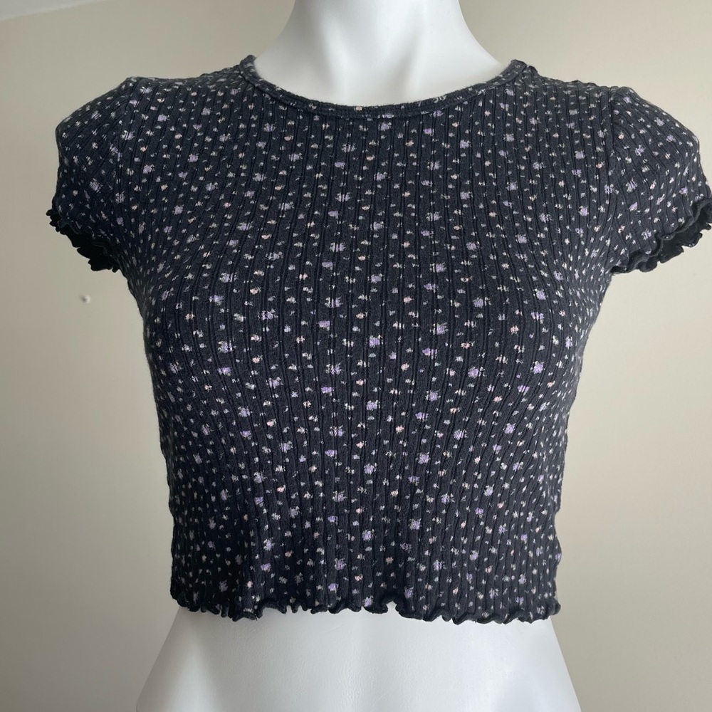 American Eagle Ribbed Floral Crop Top
